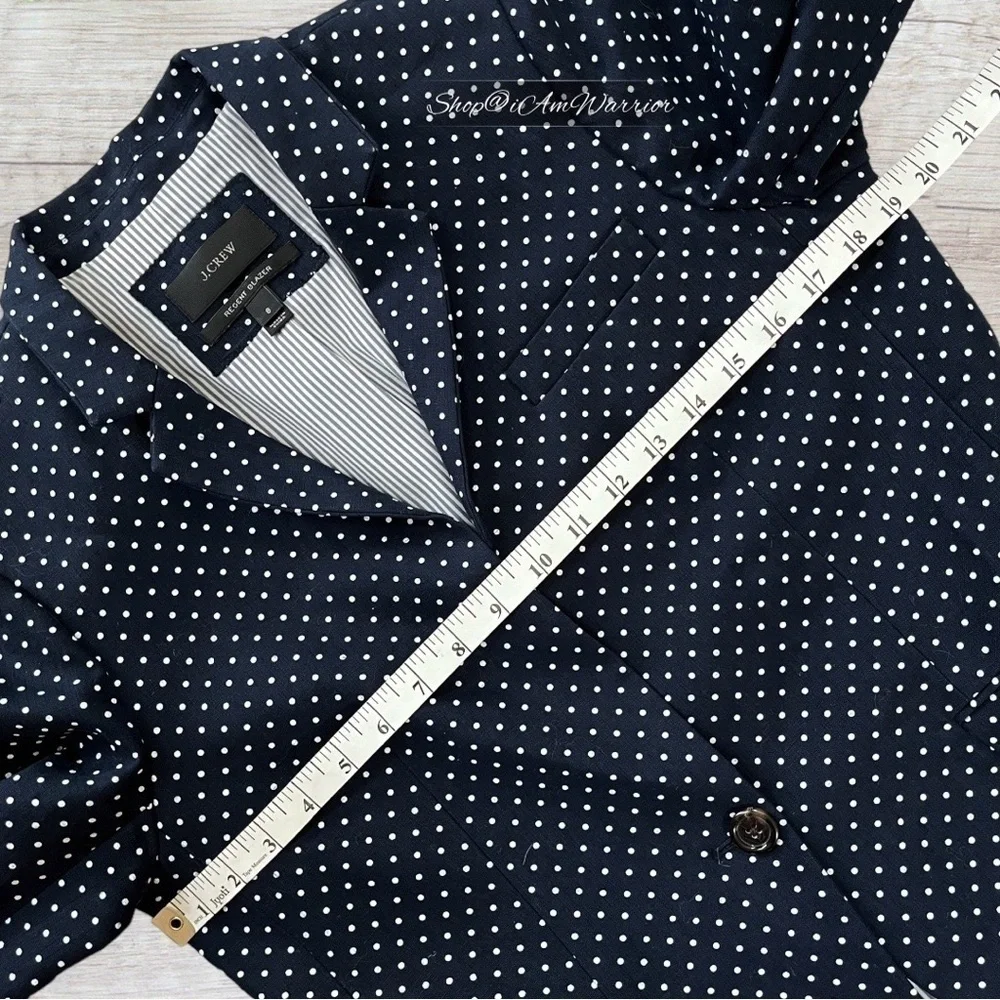 J.Crew navy Regent one button micro polka dot blazer *shop@iamwarrior
